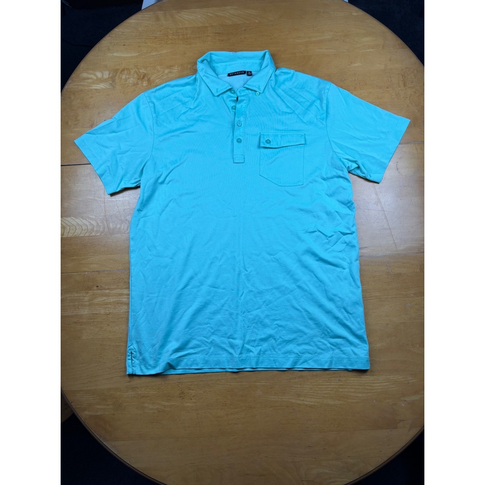 Devereux Mens Brunner Jersey Golf Polo Shirt Aqua Blue Pima Cotton Blend XL